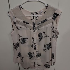 Candies Sleeveless Light Pink With Black Floral Top Size S